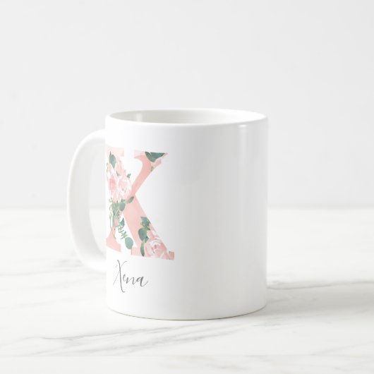 Mug à l'aquarelle florale initiale - X (Devant gauche)