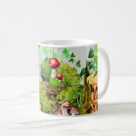 Mug à l'aquarelle Forêt Champignons Plante Vert (Devant droit)