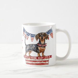 Mug à l'aquarelle personnalisé Dachshund patriotiq