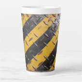 Mug à latte à rayures d'avertissement industriel (Devant)