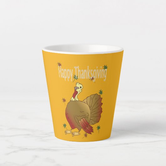 Mug à latte de Thanksgiving heureux (Devant)