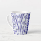 Mug à latté en tricot bleu et blanc (Angle gauche)