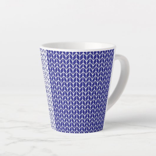Mug à latté en tricot bleu et blanc (Angle droit)