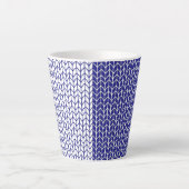 Mug à latté en tricot bleu et blanc (Devant)