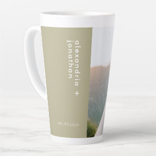 Mug à latte vert sauge avec photo et texte personn