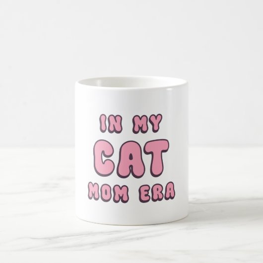 Mug À l'ère de ma mère chatte - Typographie rose rétro (Centre)