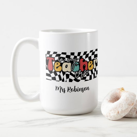 Mug À l'ère de mon professeur, professeur rétro (Avec donut)