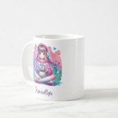 Mug A little girl gamer playing video play game (Devant gauche)