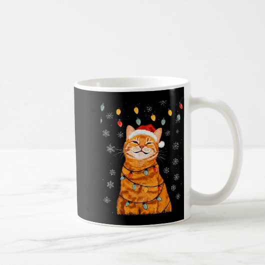 Mug A Merry Christmas Lights Snowflake Ginger Cat Oran (Droite)