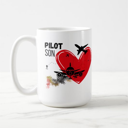 Mug "À Mon Fils - Voler Haut, Dream Big Pilot Mug" (Gauche)