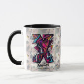 Mug à monogramme abstrait dynamique - X pour Xavie (Gauche)