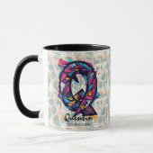 Mug à monogramme abstrait vif - Q pour Quentin (Gauche)