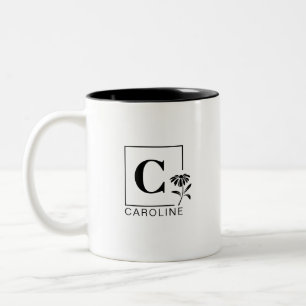 Mug à monogramme Élégante Marguerite – Cadeau pers