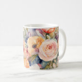 Mug à monogramme floral élégant – Cadeau de mariag (Devant droit)