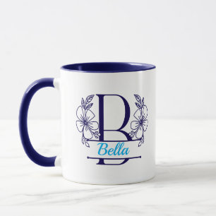 Mug à monogramme floral personnalisé Lettre B - Su