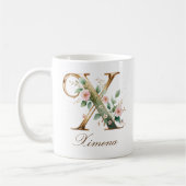 Mug à monogramme X floral or élégant (Gauche)
