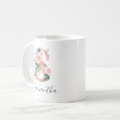Mug à motif aquarelle floral initial - S (Devant gauche)