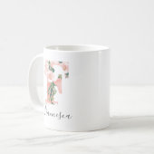 Mug à motif aquarelle florale initiale - F (Devant gauche)