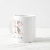 Mug à motif aquarelle florale initiale - R (Devant gauche)