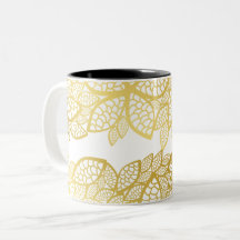 Mug à motif botanique élégant à feuilles d'or