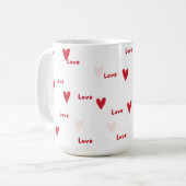 Mug à motif 'Cœurs rouges mignons' et 'Amour' (Devant gauche)
