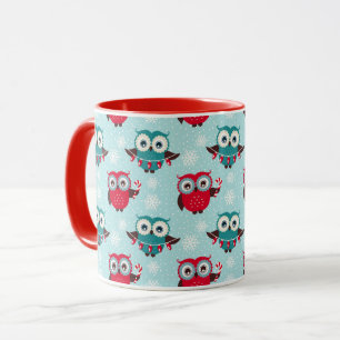 Mug à motif de hiboux de Noël mignons