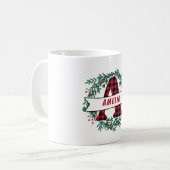 Mug A! Motif de la couronne de Noël Monogramme (Devant gauche)
