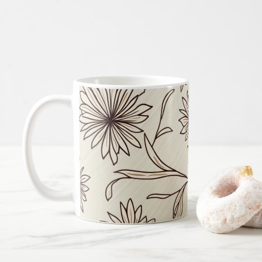 Mug à motif floral abstrait (Avec donut)
