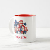 Mug à motif floral de faux quilt patriotique améri (Devant gauche)