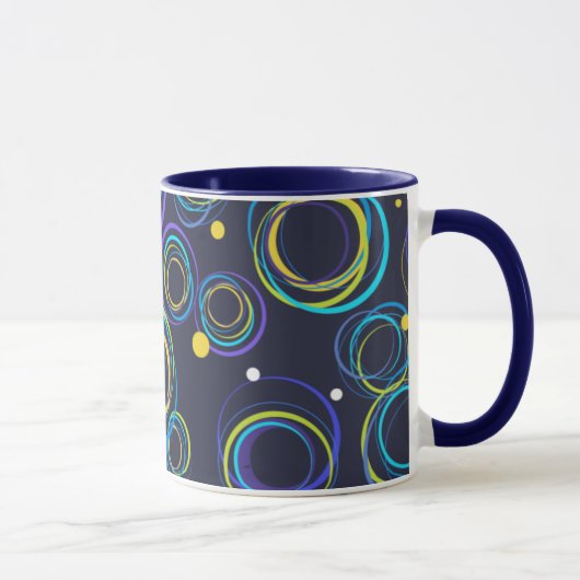 Mug à motifs de cercle funky de la marine (Droite)