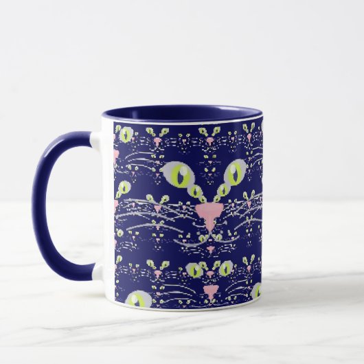 Mug à moustaches néon et bleus de minuit (Gauche)