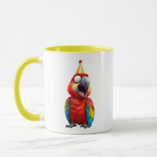 Mug A parrot that looks like a clown.