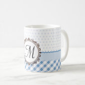 Mug À petits pois, contrôles et rayures bleus avec le (Devant droit)