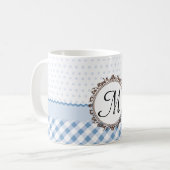 Mug À petits pois, contrôles et rayures bleus avec le (Devant gauche)