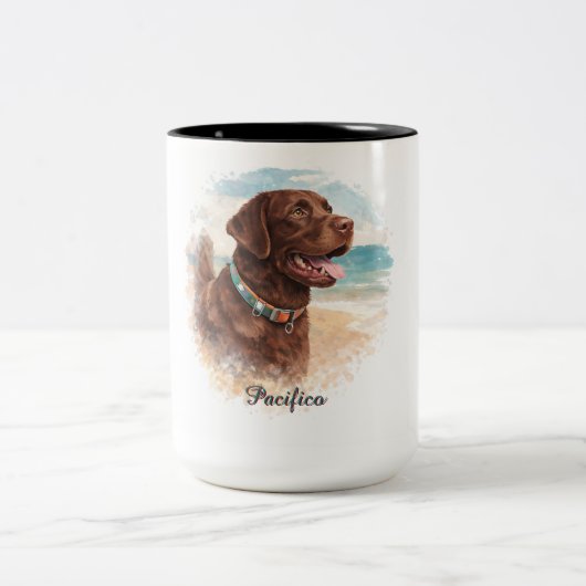 Mug à portrait de chien personnalisé à l'aquarelle (Centre)