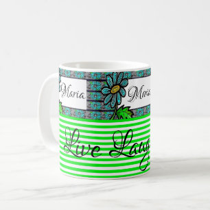 Mug à rayures florales vert et blanc