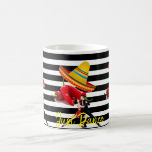Mug à rayures noires et blanches Danse du sombrero