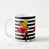 Mug à rayures noires et blanches Danse du sombrero (Gauche)