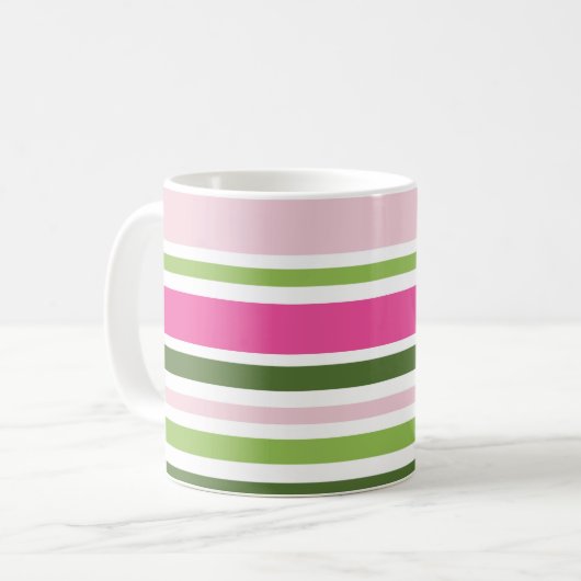 Mug à rayures roses et vertes (Devant gauche)