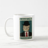 Mug A Reader Lives a Thousand Lives Bibliophile Wisdom (Gauche)