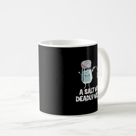 Mug A Salt With A Deadly Wean Funny Food Pun Gun Kawai (Devant droit)