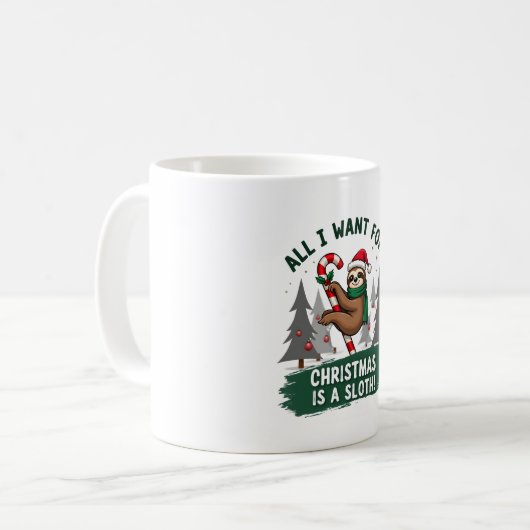 Mug A Sloth For Christmas. Cute, Christmas Sloth With (Devant gauche)