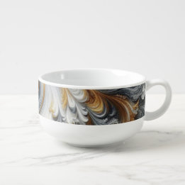Mug À Soupe Abstrait Moderne Swirling or, noir et blanc