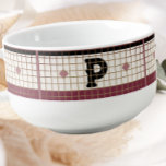 Mug À Soupe Carrelage Bistro vintage Cranberry et Monogramme O<br><div class="desc">Un design de tuiles de bistrot intemporel et luxueux. Cette soupe de canneberge,  de crème et d'or imitation carreaux ou de la tasse de céréales classe est parfaite pour n'importe quelle maison. Ses lignes épurées,  ses couleurs simples et son motif vintage font ces pièces audacieuses.</div>