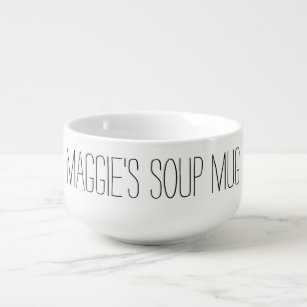 Mug À Soupe Nom personnalisé simple noir blanc