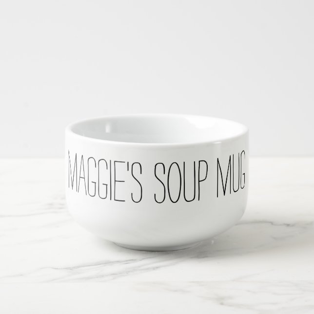 Mug À Soupe Nom personnalisé simple noir blanc (Devant)