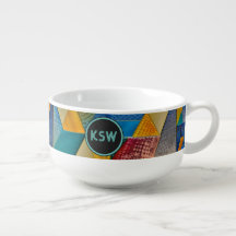 Verre géométrique coloré - Décor du milieu du sièc