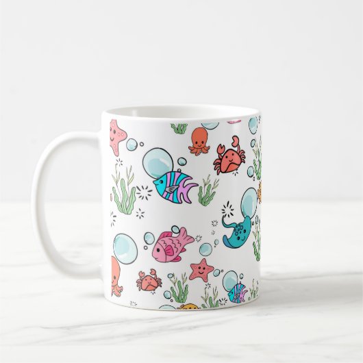 Mug à thème créature marine. Mug à animaux marins (Gauche)