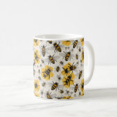 Mug à thème d'abeilles avec design de pavot (Devant droit)