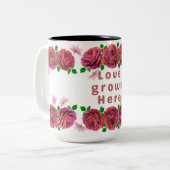 Mug à thème Love Grows Here pour café ou thé (Devant gauche)